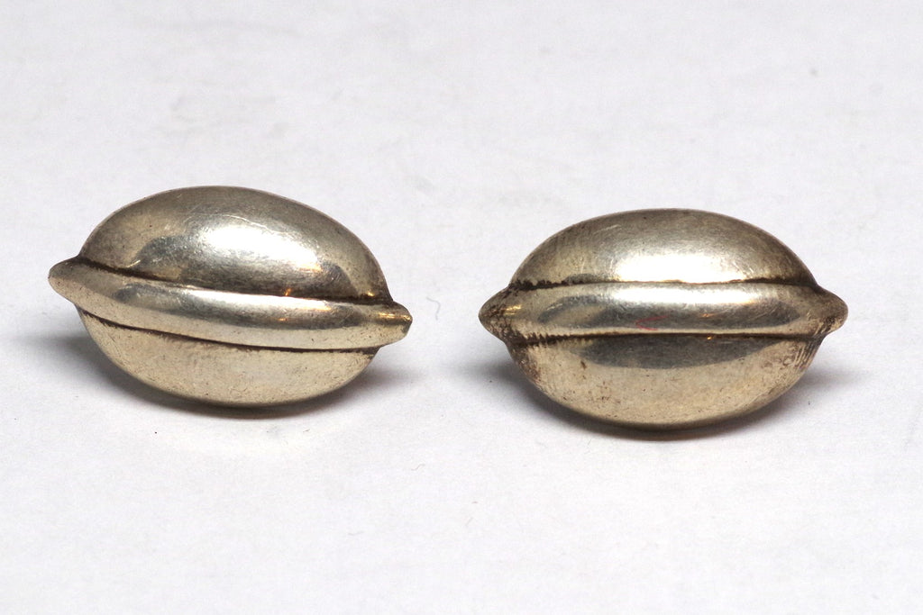 Vintage Taxco Modernist Rounded Sterling Silver Earrings