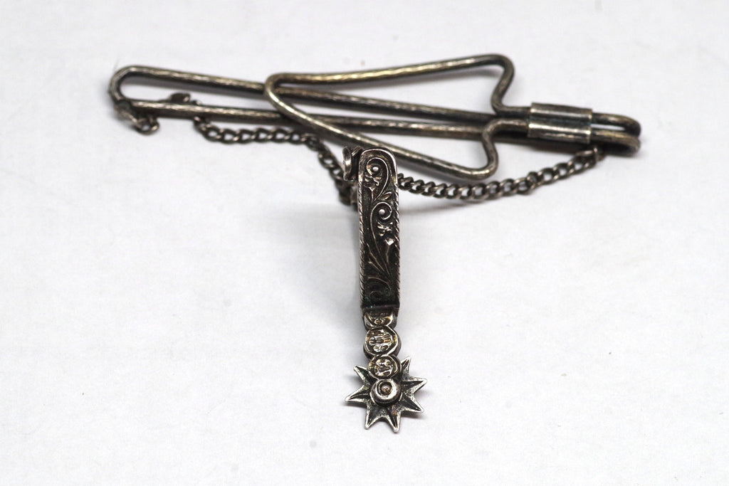 Intricate Mexican Sterling Silver Spur Tie Bar
