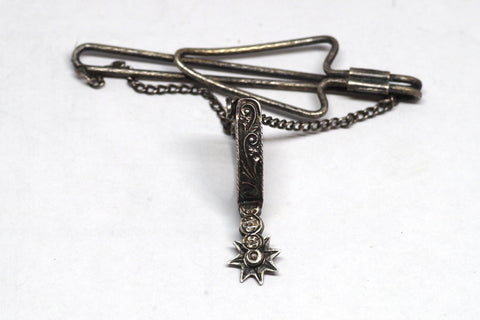 Intricate Mexican Sterling Silver Spur Tie Bar
