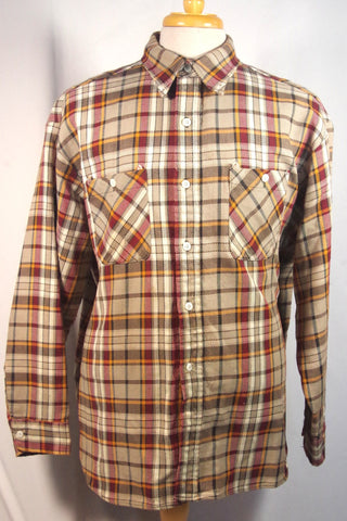 Heavy Duty Big Yank Distressed Plaid Work Shirt - Sz 17