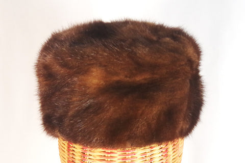 Classy Vintage Deborah Exclusive Mink Pillbox Hat and Scarf Set - Sz 6 3/4
