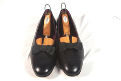 Ralph Lauren Edward Green Purple Label Black Calf Bow Men's Pumps - Sz 12D
