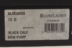 Ralph Lauren Edward Green Purple Label Black Calf Bow Men's Pumps - Sz 12D