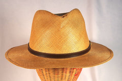 Gorgeous Brooks Brothers Leather Strapped Straw Hat - Sz ~7 1/2