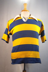 Vintage Yellow and Blue Short-Sleeved Rugby Polo Shirt - Sz XL