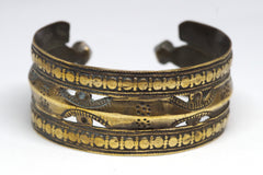Chunky North African Patterned Metal Cuff Bracelet