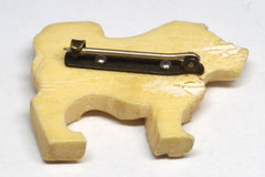 Elegant Vintage Husky Carved Bone Pin