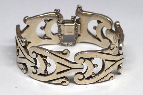 Beautifully Patterned Taxco Sterling Silver Bracelet