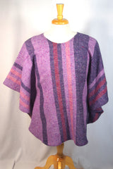 Stunning Weaver's Workshop Irish Handwoven Purple Wool Poncho - Sz L