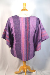 Stunning Weaver's Workshop Irish Handwoven Purple Wool Poncho - Sz L
