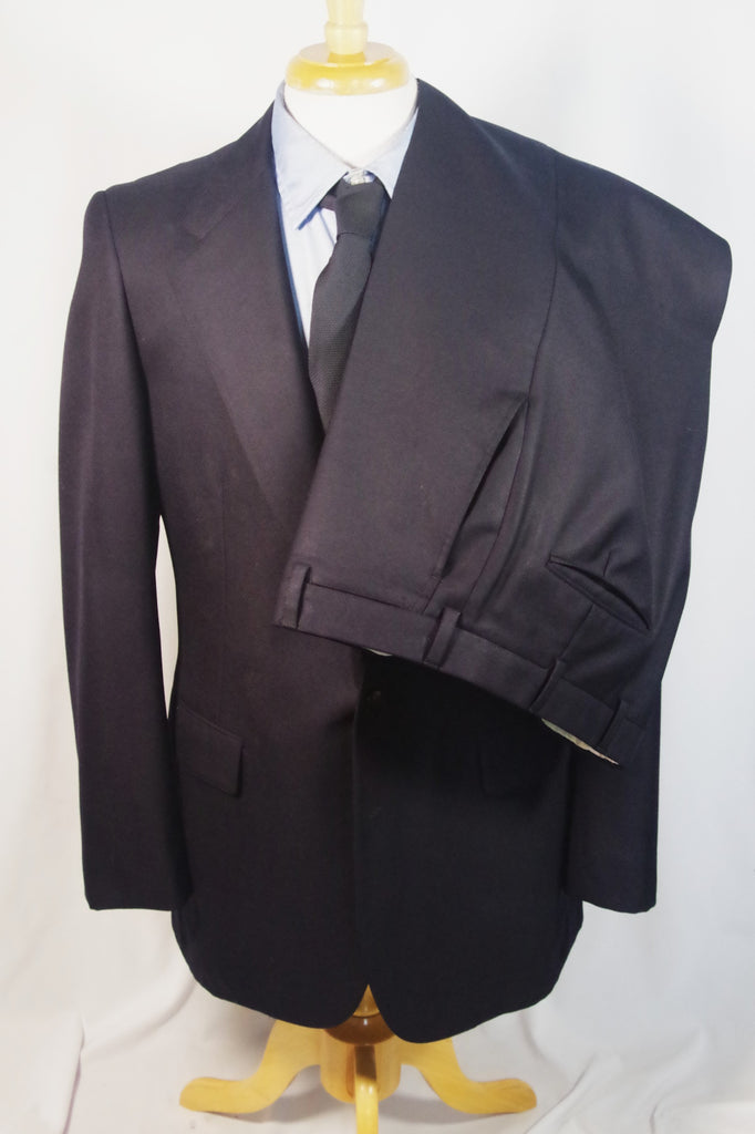 Sleek G.B. Harb & Son Japanese Hand-Tailored Navy Blue Wool Suit - Sz 42L