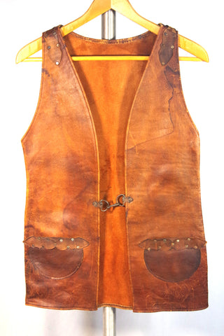 Jaunty Handmade Leather Vest - Sz ~37