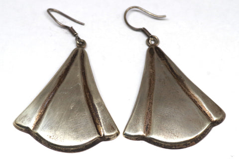 Large Taxco Triangular Sterling Silver Earrings