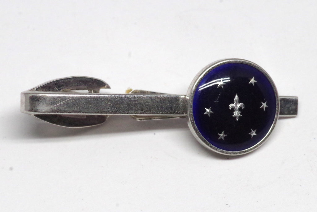 Elegant Blue Fleur De Lis Tie Clip