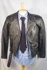 Rugged Black Leather Rider Jacket - Size 38