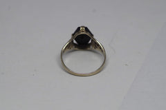 Fantastic Hexagonal 14kt Gold and Onyx Ring