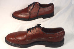 Vintage USA-Made Stacy Adams Brown Pebblegrain Leather Gunboats - Size 12D