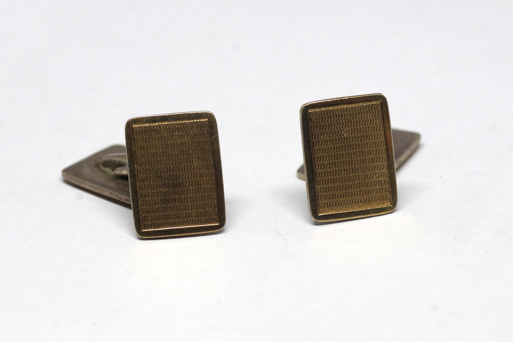 Classic Vintage 10kt Gold on Silver Rectangular Cufflinks