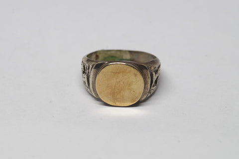 12kt Gold on Sterling Silver Round Signet Ring