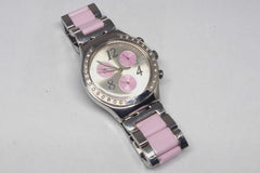 Lovely Pink Swatch Irony V8 Stainless Steel Ladies' Wrist Watch