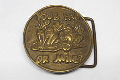 Vintage Flirty Frog Brass Belt Buckle