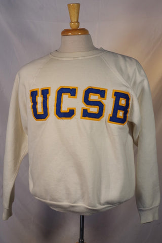 Vintage White Heavyweight University of California Santa Barbara Sweatshirt - Sz L