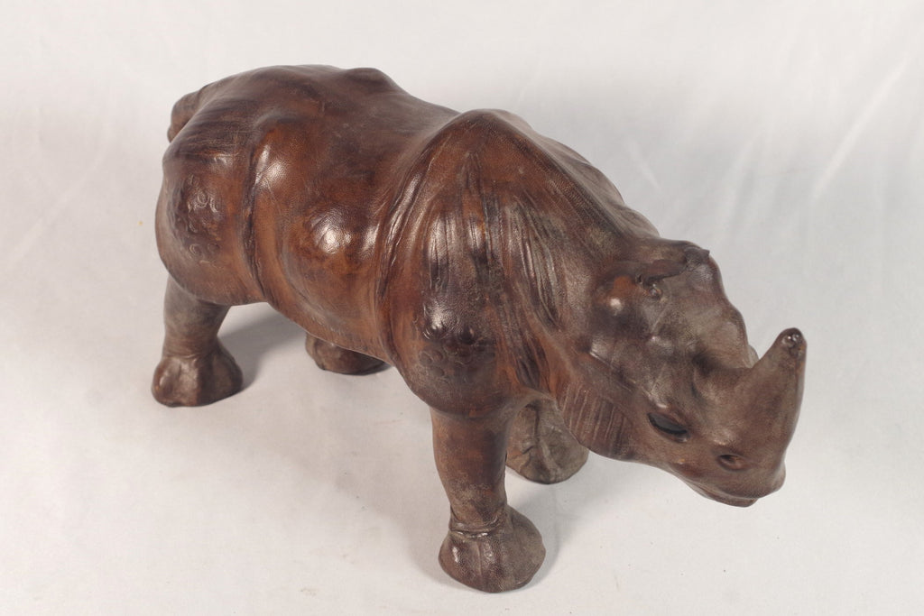 Stunning Antique Hide Rhino Statue