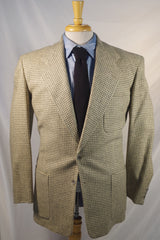 1940s Gray and Cream Houndstooth Wool Sport Coat - Sz 37