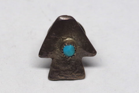 Native American Turquoise and Silver Arrowhead Tie Pin