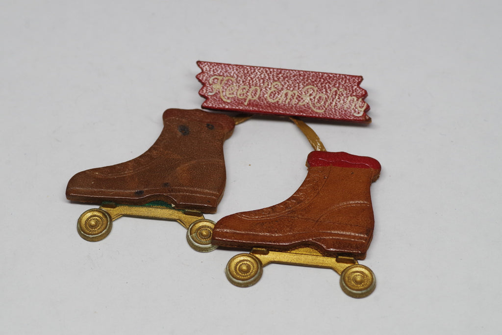 Leather "Keep 'Em Rolling" Roller Skate Pin