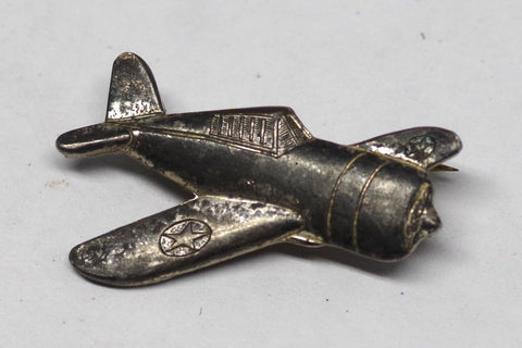 Vintage WWII Silver Fighter Plane Pin