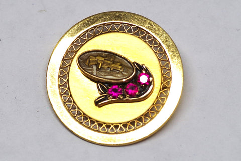 1/20 12k Gold Filled Building and Branch Bejeweled Circular Pin