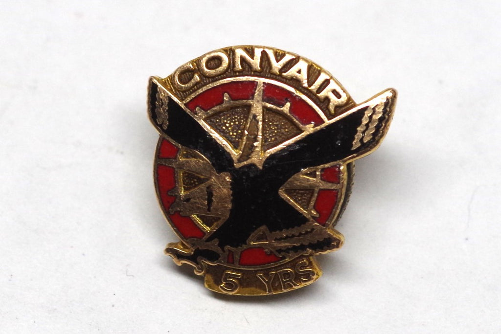 Vintage 1/10 10kt Gold and Enamel Convair 5 Year Service Tie Pin