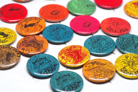 Psychedelic 1960s Zodiac Pins