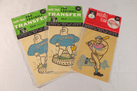 1950s San Francisco and New York Giants Iron-On Transfers