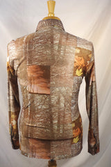 1970s Styled in California Autumn Leaves Picture Shirt - Sz 16