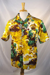 Bold Vintage Woolcrest Yellow and Brown Aloha Shirt - Sz 15-15.5 (M)