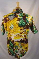 Bold Vintage Woolcrest Yellow and Brown Aloha Shirt - Sz 15-15.5 (M)