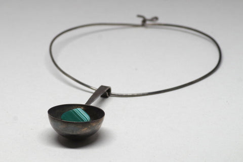 Modern Norwegian Sterling Silver and Stone Necklace