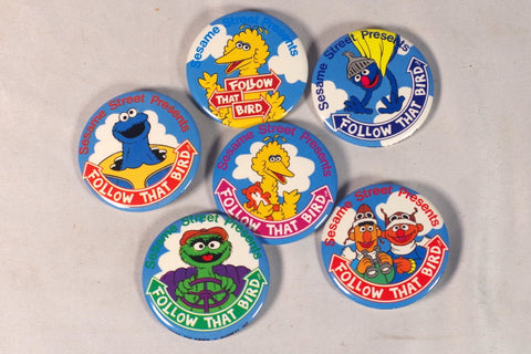 Incredible 1985 Sesame Street "Follow That Bird" Pins