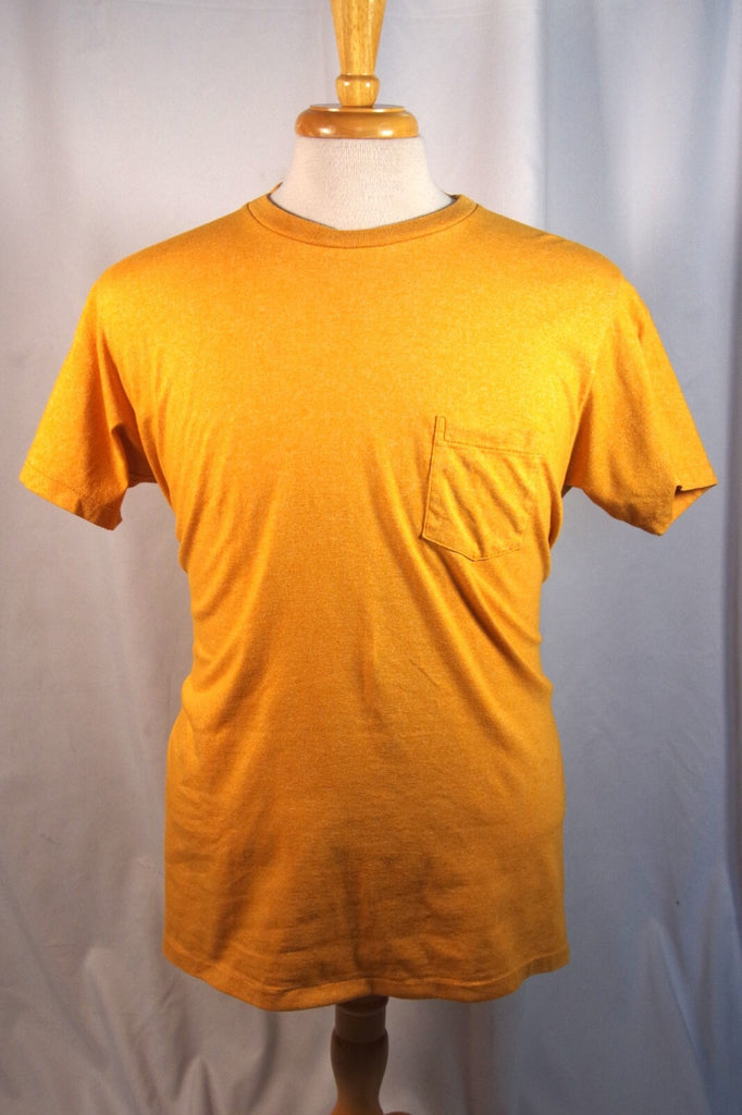 Velva Sheen Lettered Sportswear Yellow USA-Made Men's Tee Shirt - Sz XL