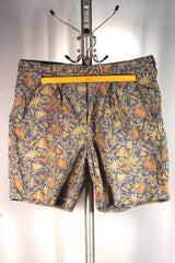 Banana Republic Blue and Gold Tropical Patterned Cotton Shorts - Sz 38
