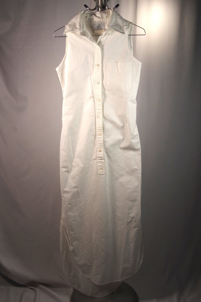 Brooks Brothers White Oxford Cotton Sleeveless Button-Down Dress - Sz BB2 (~34)