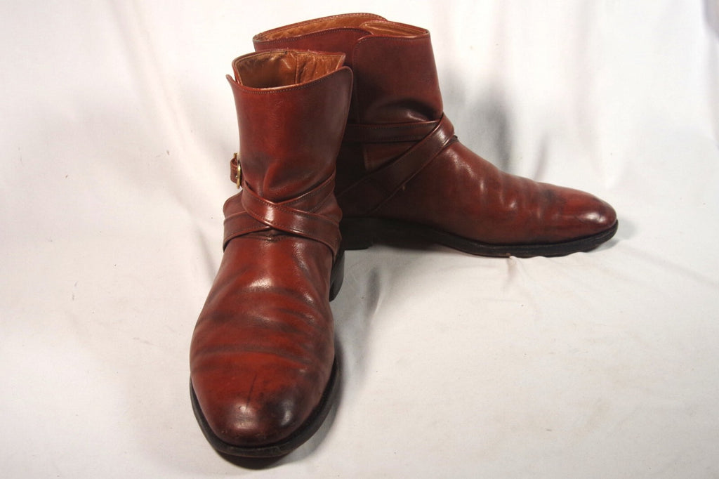 Elegant Allen Edmonds Mahogany Leather Strap Ankle Boots - Sz 12B