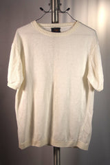 Beams From Japan White Flanders Linen Short Sleeved Knit Top - Sz L