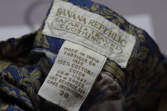 Banana Republic Blue and Gold Tropical Patterned Cotton Shorts - Sz 38