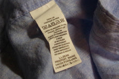 LL Bean Slightly Fitted 100% Linen Blue Dress Shirt - Sz L (~18)