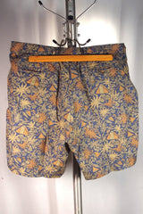 Banana Republic Blue and Gold Tropical Patterned Cotton Shorts - Sz 38