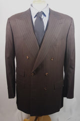 Kiton Custom Wool Men's Double-Breasted Gray Pinstripe Suit - Sz 52 (US 42)