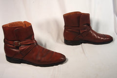 Elegant Allen Edmonds Mahogany Leather Strap Ankle Boots - Sz 12B